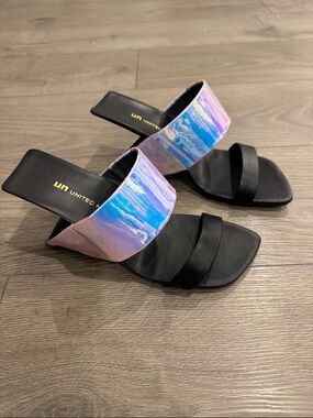 United Nude Hi loop sandals  black with Neon  Strap Black